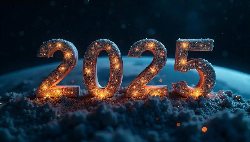 Glowing 2025 numerals on snow, unlocking trade show marketing resources