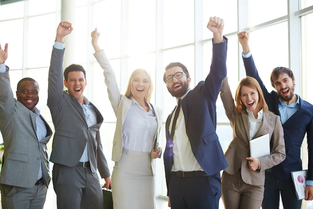 Celebrating motivated booth staff attracting trade show crowds