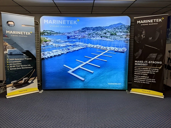Marinetek 10ft Backlit Tension Fabric Display with Blue Marina