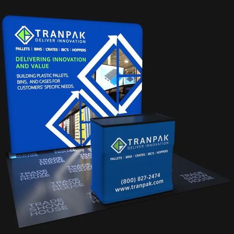 Our 10ft Backlit Tension Fabric Display Kit is an ultra-bright and vivid portable backlit trade show display