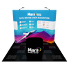 Black Mars Media Group cup on 10ft curved pop up display podium