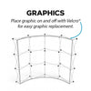 10ft curved pop-up fabric display podium kit with silver metallic frame