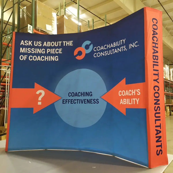 Our 10ft Curved Pop Up Fabric Display is one of easiest and most popular displays that features a lightweight durable