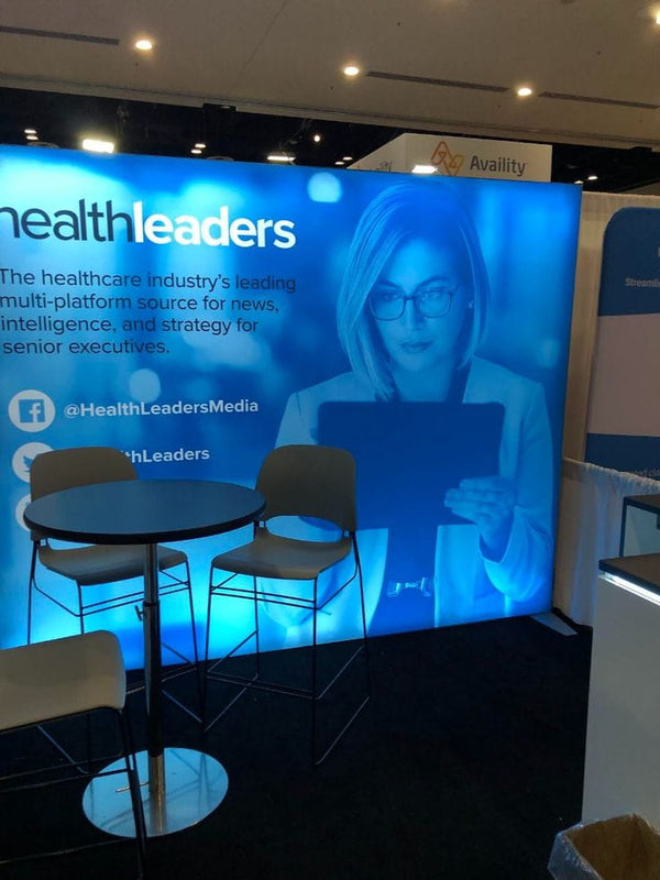 Our 10ft Frameless SEG Lightbox Display is one of the easiest and brightest lightbox displays on exhibit market,