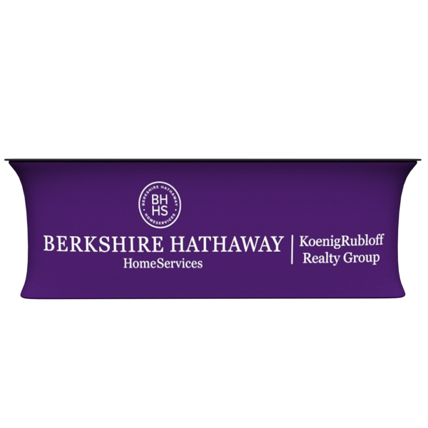 Purple Berkshire Hathaway HomeServices and KoenigRubloff Realty Group banner on 10ft straight tension fabric counter