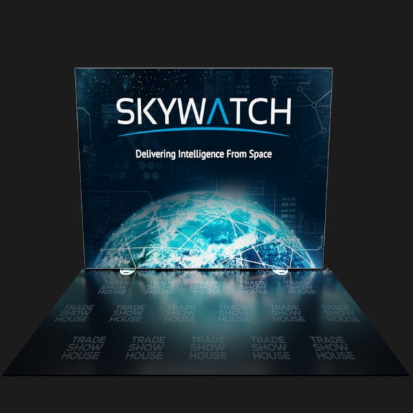 Skywatch 10ft x 8ft Light Box Display with glowing blue globe backdrop