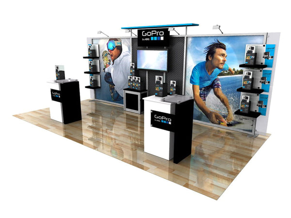 10x10 Eco-Modular TV Shelving Exhibit Kit 42 - ecoSmart Inline