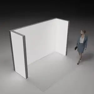 Our 10x10 Frameless SEG Lightbox Display Kit 02 combines one 10ft and two 3ft Displays for a more private inline booth