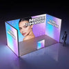 Our 10x10 Frameless SEG Lightbox Display Kit 02 combines one 10ft and two 3ft Displays for a more private inline booth