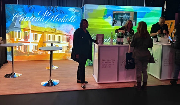 Chateau Michelle promo in 10x10 frameless SEG lightbox with vibrant panels