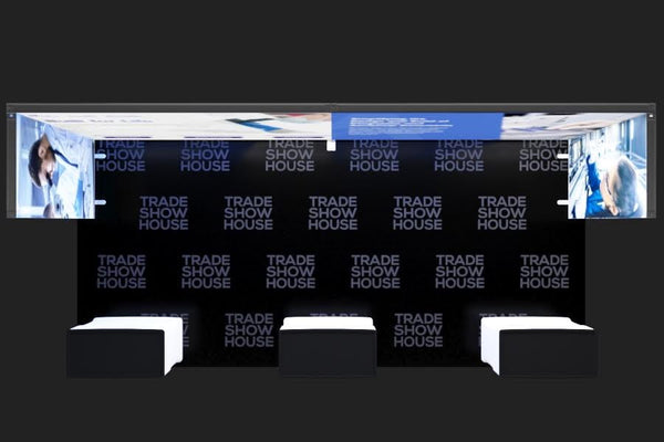 Our 10x20 Frameless SEG Lightbox Display Kit 03 features two 10ft Displays paired side by for a seamless 20ft light box