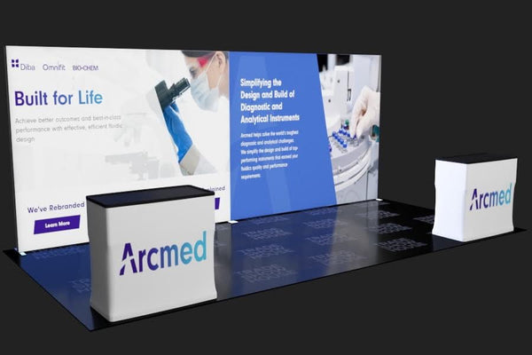 Our 10x20 Frameless SEG Lightbox Display Kit 02 features two 10ft Displays paired side by for a seamless 20ft light box