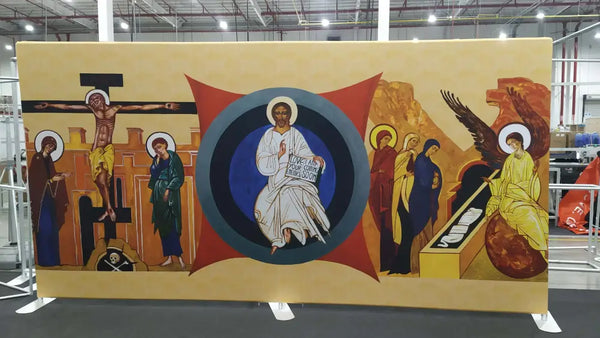 Our 15ft x 8ft Tension Fabric Modular Panel Z is a simple, yet lightweight display that features durable aluminum snap