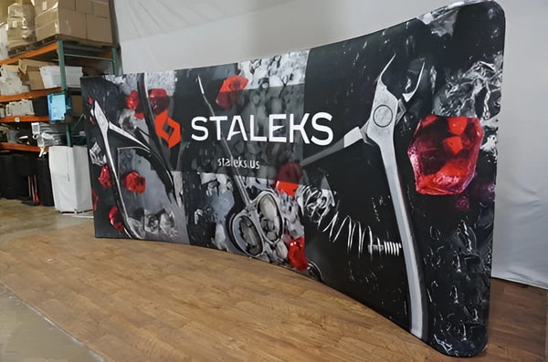 Staleks 20ft curved tension fabric display banner