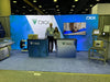 20ft Frameless SEG Lightbox Display: Blue and White Geometric Booth