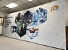 20ft straight tension fabric display with tech, people, handshake hex panels