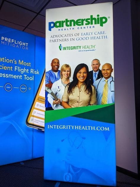 3ft Frameless SEG Lightbox: Smiling Healthcare Pros in Blue Scrubs