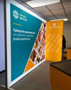 Teal and orange sensory spectrum panels in 3ft frameless SEG lightbox