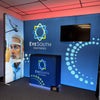 3ft Frameless SEG Lightbox with EyeSouth Partners blue fabric branding