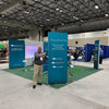 Teal blue 3ft frameless SEG lightbox with OpusXenta, ByondCloud, ByondPro, OpusPay logos