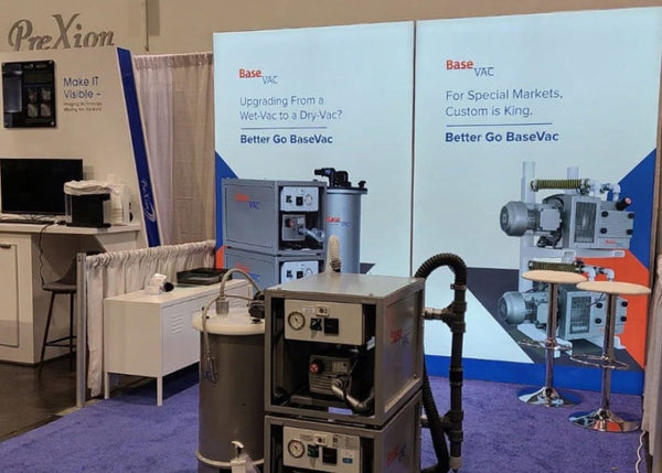 Gray industrial vacuum system in 4.5ft frameless SEG lightbox display