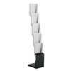 Tall sleek white metal 5-pocket compact literature stand with black base
