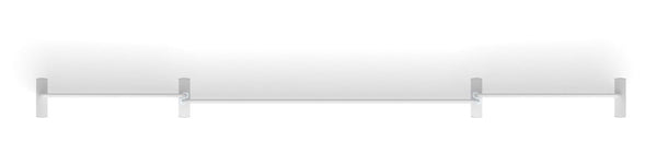 White minimalist wall-mounted shelf with four vertical supports