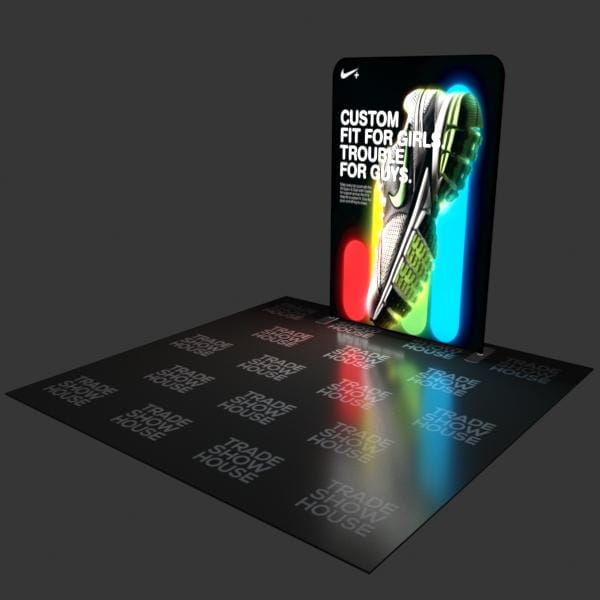 Sleek black Nike custom-fit sneakers poster in vibrant neon design on 5ft backlit display