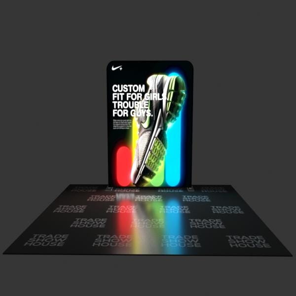 Nike custom-fit sneaker ad on 5ft backlit fabric display