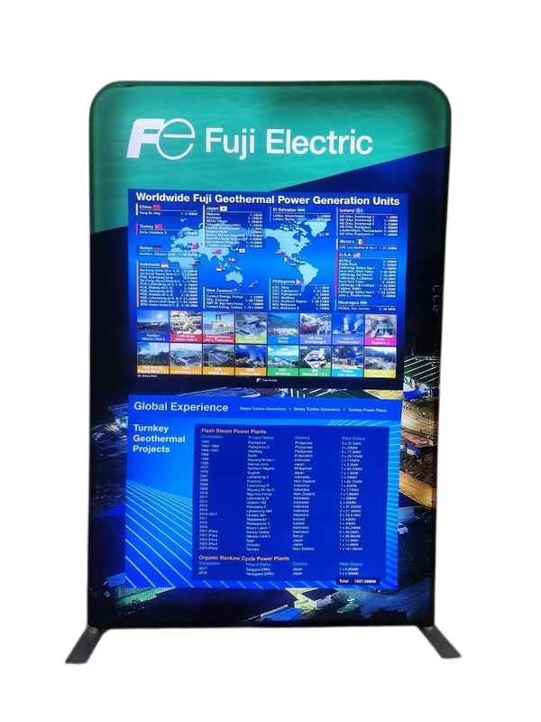 Our 5ft Backlit Tension Fabric Display is an ultra-bright and vivid portable backlit trade show display that showcase