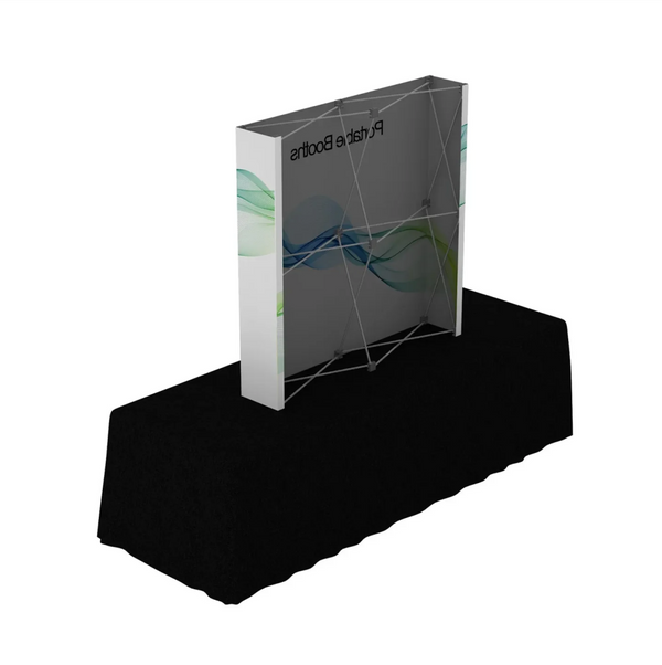 Our 5ft Tabletop Pop Up Fabric Display is a lightweight and easy to setup pop-up with stretch graphics included black