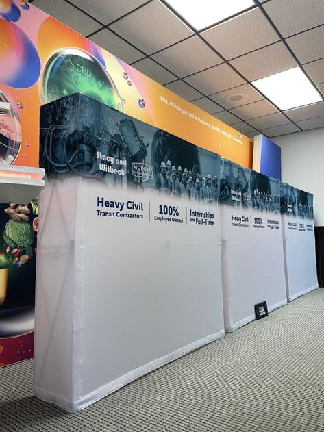 Our 5ft Tabletop Pop Up Fabric Display is a lightweight and easy to setup pop-up with stretch graphics included black
