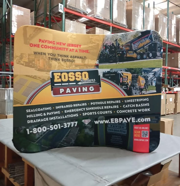 Our 6ft Curved Tabletop Tension Fabric Display is a sleek and modern that quickly assembles in just 5 minutes. slide