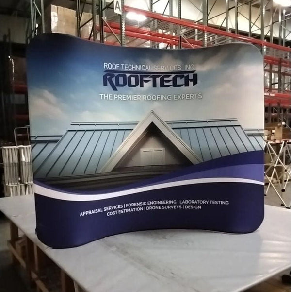Our 6ft Curved Tabletop Tension Fabric Display is a sleek and modern that quickly assembles in just 5 minutes. slide