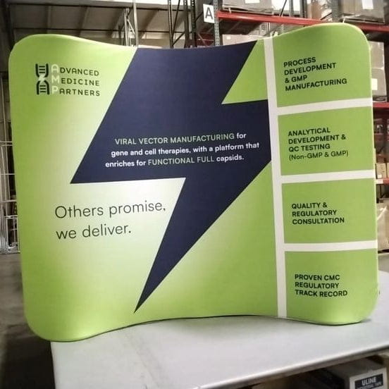 Our 6ft Curved Tabletop Tension Fabric Display is a sleek and modern that quickly assembles in just 5 minutes. slide