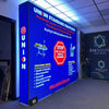 Blue illuminated Union Standard equipment display in 8ft backlit SEG light box
