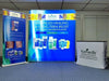 Our 8ft Backlit Tension Fabric Display Kit is an ultra-bright and vivid portable backlit trade show display