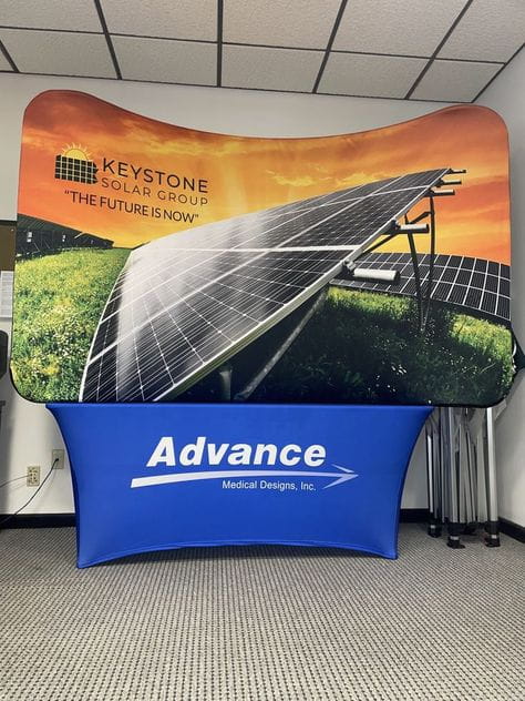 Our 8ft Curved Tabletop Tension Fabric Display is a sleek and modern that quickly assembles in just 5 minutes. slide