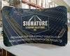 Our 8ft Curved Tabletop Tension Fabric Display Kit includes a custom printed fitted table cover to match