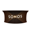 Sonos logo on dark radiating geometric background for 8ft curved tension fabric counter