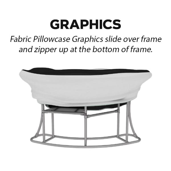 White and black fabric pillowcase for 8ft curved tension fabric counter