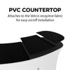 8ft curved tension fabric counter with black PVC countertop