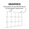 White 8ft straight pop up fabric display podium with metal grid and velcro joints