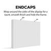 White fabric endcaps for seamless 8ft straight pop up display podium kit