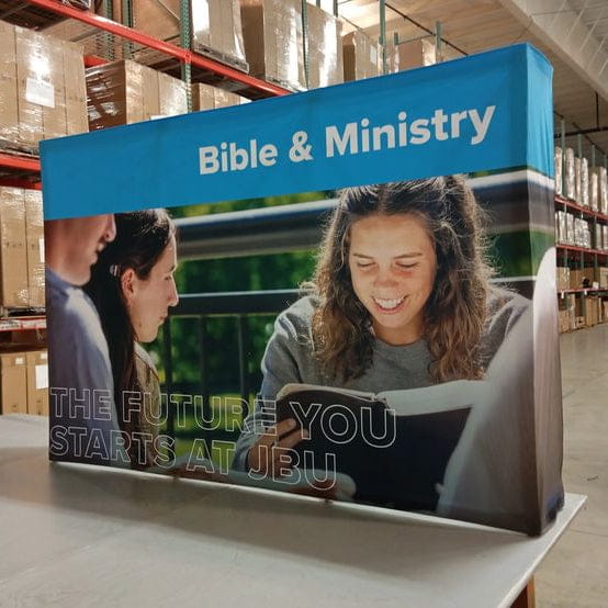 Our 8ft Tabletop Pop Up Fabric Display is a lightweight and easy to setup pop-up with stretch graphics included black