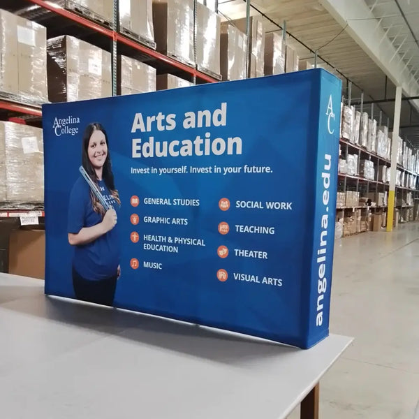 Our 8ft Tabletop Pop Up Fabric Display is a lightweight and easy to setup pop-up with stretch graphics included black