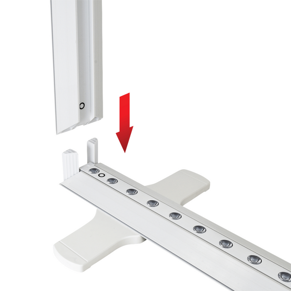 White plastic shelf bracket for 8ft x 5ft double-sided SEG display