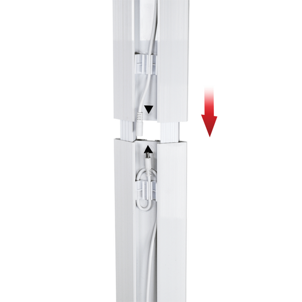 White plastic cable clips in 8ft x 5ft backlit SEG display