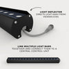 Black LED light bar with light deflector.
