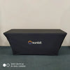 Black Sunbit logo on orange purple emblem backlit stretch table cover